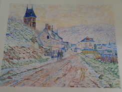 Entrée De Village à Vétheuil Sous La Neige.D'après Claude Monet.feuille:560 X 432 Mm.Acrylique Sur Papier Par Debeaupuis - Acrilicos