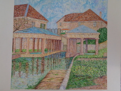 Lavoirs à Etuz,Haute Saône.Anonyme.la Feuille:450 X 375 Mm.Acrylique Sur Papier Par Debeaupuis.1978 - Acrilicos