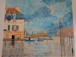 L'inondation.D'après Alfred Sisley.la Feuille:540 X 460 Mm.Acrylique Sur Papier Par Debeaupuis.1976 - Acrilici