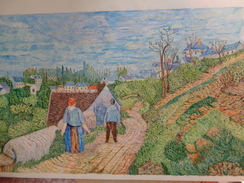 Chemin Sur Une Colline Près De Pontoise.D'après Camille Pissaro.feuille:650 X 430 Mm.Acrylique Sur Papier Par Debeaupuis - Acryl