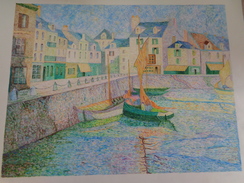 Le Port -bassin Du Croisic Au Soleil.D'après Le Sidaner.la Feuille:590 X 460 Mm.Acrylique Sur Papier Par Debeaupuis - Acrilicos