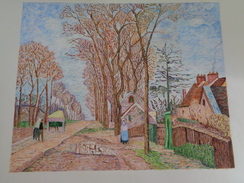 La Route De Saint Germain à Louveciennes.D'après C.Pissaro.feuille:580 X 468 Mm.Acrylique Sur Papier Par Debeaupuis - Acrilicos