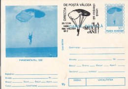 55694- R.L. 12/2 PARAGLIDER, PARACHUTTING, POSTCARD STATIONERY, 1994, ROMANIA - Parachutisme