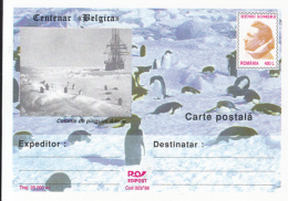 55730- BELGICA ANTARCTIC EXPEDITION, SHIP, PENGUINS, H. SOMERS, POSTCARD STATIONERY, 1998, ROMANIA - Expéditions Antarctiques