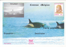 55732- BELGICA ANTARCTIC EXPEDITION, SHIP, WHALE, J. VAN MIRLO, POSTCARD STATIONERY, 1998, ROMANIA - Antarctic Expeditions
