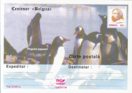 55734- BELGICA ANTARCTIC EXPEDITION, SHIP, PENGUINS, L. MICHOTTE, POSTCARD STATIONERY, 1998, ROMANIA - Antarctic Expeditions