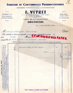 16 - ANGOULEME - FACTURE F. VEYRET -FABRIQUE CARTONNAGES PHARMACEUTIQUES-CARTONNERIE- IMPRIMERIE-USINE GRAND-FONT-1938 - Printing & Stationeries