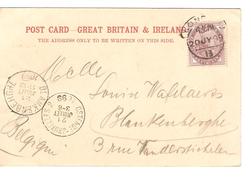 CP Holborn London 1899 To Blankenberghe Arrival Canc.+Ambulant Ostende-BXL 2 PR4009 - Ambulanti