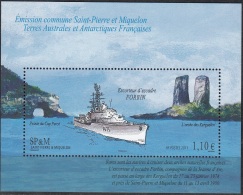 Saint-Pierre & Miquelon 2011 Yvert Bloc Feuillet 19 Neuf ** Cote (2017) 4.50 € Navire Escorteur Forbin Emission TAAF - Blocks & Kleinbögen