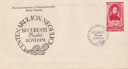 BV6784 ANNIVERSARY ION NEGULICI,1951, COVER FDC ROMANIA. - FDC