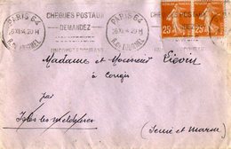 TB 2174  - LSC - Lettre Avec Vignette Contre La Tuberculose OB PARIS Rue De Lourmel Pour CONGIS - 1877-1920: Période Semi Moderne
