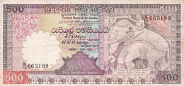 Sri Lanka Ceylon 500 Rupees 1990 P-100d F-VF - Sri Lanka