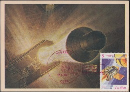 TMA-133 CUBA MAXIM CARD 1986. HABANA. 25 ANIV PRIMER VUELO TRIPULADO AL COSMOS. ASTRONAUTICA. - Maximum Cards