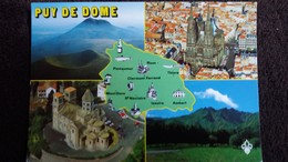 Delcampe - CPM DEPARTEMENT DU PUY DE DOME 63  CONTOUR GEOGRAPHIQUE  ED DU LYS 1993 FOND VERT - Landkarten