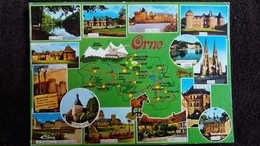 Delcampe - CPSM DEPARTEMENT DE L ORNE 61  CONTOUR GEOGRAPHIQUE  ED CIM FOND VERT - Landkarten