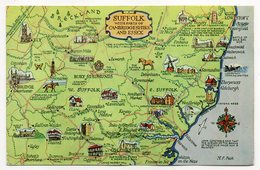 U-K --SUFFOLK---carte Géographique  Cpsm 14 X 9  éd Salmon Ltd - Andere & Zonder Classificatie