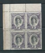 Tonga 1924 Queen Salote 2d Marginal MNH Block Of 4 - Tonga (...-1970)