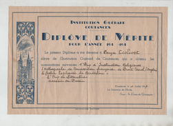 Institution Guérard Coutances Diplôme De Mérite 1947 Soeur St Louis De Gonzague - Diplômes & Bulletins Scolaires