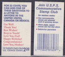 USA 1987 Greetings Booklet (unopened) ** Mnh (34774) - 1981-...