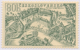 Czechoslovakia / Stamps (1955) L0037 (Air Mail Stamp): City Cesky Krumlov (castle, City); Painter: J. Svengsbir - Posta Aerea