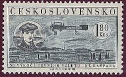 Czechoslovakia / Stamps (1959) L0045 (Air Mail Stamp): Flight 1911 - Jan Kaspar (1883-1927); Painter: Kamil Lhotak - Luftpost