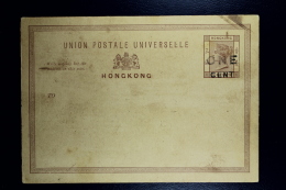 Hong Kong:  Postcard 1 Cent Surcharged On 3 Cents Not Used - Postwaardestukken