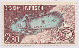 Czechoslovakia / Stamps (1963) L0055 (Air Mail Stamp): Vostok 6, Valentina Tereshkova (1937); Painter: F. Hudecek - Luchtpost