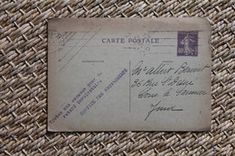 Carte Postale Entier Postal Type 40c Semeuse Le Quotidien Paris 1927 Millésime 704 - Cartes Postales Repiquages (avant 1995)