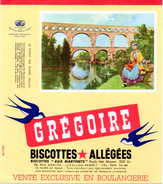 Buvard Grégoire, Biscottes Allégées. Biscottes " Aux Martinets ". Illustration : Le Pont Du Gard. - Zwieback