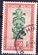 Belgisch-Congo Congo-Belge - Zepterfigur, Holz, Batshokwe-Kunst (MiNr: 278) 1947 - Gest. Used Obl. - 1947-60: Afgestempeld