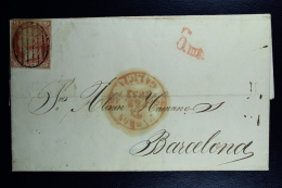 Spain: Complete Letter De Puentecesures A Barcelona   Ed. 12 Mi Nr 12 , 1852 - Briefe U. Dokumente