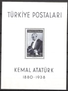 Turkey 1940 Atatürks Death, Mi Bloc 1, MH(*) - Neufs