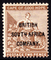 British South Africa Company 1896 2p CogH Overprinted. Scott 45. MH. - Otros