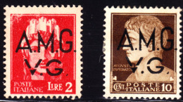 Italy 1945 AMG VG Overprint, 2 Examples With Broken "V.G." Scott 1LN5,1LN7A. MH. - Other & Unclassified