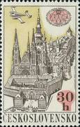 Czechoslovakia / Stamps (1967) L0056 (Air Mail Stamp): PRAGA 68 (Prague Castle, PRAGA 62); Painter: J. Lukavsky - Poste Aérienne