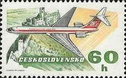 Czechoslovakia / Stamps (1973) L0075 (Air Mail Stamp): Cz. Airlines (IL 62, Castle Bezdez); Painter: J. Lukavsky - Luftpost