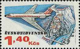 Czechoslovakia / Stamps (1973) L0076 (Air Mail Stamp): Cz. Airlines (TU 134A, Castle Orava); Painter: J. Lukavsky - Luftpost