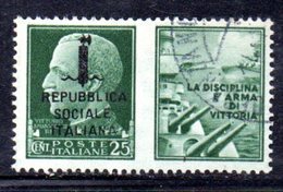 XP2267 - REPUBBLICA SOCIALE RSI , Propaganda Guerra 25 Cent Usato  " La Disciplina ..." - Oorlogspropaganda