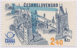 Czechoslovakia / Stamps (1976) L0083 (Air Mail Stamp): PRAGA 78 (Prague, Charles Bridge); Painter: J. Lukavsky - Luchtpost