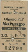 Schweiz - Ferrovie Luganesi - Lugano FLP Sorengo E Ritorno - Fahrkarte 3. Cl. 1958 - Europe