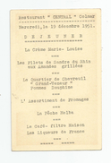 68 - Haut Rhin - Colmar Restaurant " Central " Menu Dos 1951 - Colmar