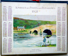 CALENDRIER ALMANACH DES POSTES PTT 1931 VUE DU PONT PECHEUR DEPARTEMENT DE L'OISE  POSTES ET TELECOMMUNICATION - Grand Format : 1921-40