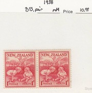 New Zealand 1938 Health, Mint Mounted, Pair, Sc# B13 - Nuevos