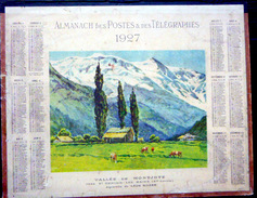 CALENDRIER ALMANACH DES POSTES PTT 1927 VALLEE DE MONTJOYE  SAINT GERVAIS  DEPARTEMENT CHER  POSTES ET TELECOMMUNICATION - Grossformat : 1921-40