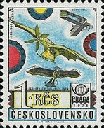 Czechoslovakia / Stamps (1977) L0087 (Air Mail Stamp): PRAGA 78 (Ader 1890, Etrich 1909, Dunn 1914); Painter: J. Liesler - Luftpost