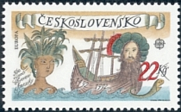 Czechoslovakia / Stamps (1992) 3006: 500th Anniversary Of The Discovery Of America (EUROPA / CEPT) Painter: Adolf Born - Indianer