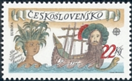 Czechoslovakia / Stamps (1992) 3006: 500th Anniversary Of The Discovery Of America (EUROPA / CEPT) Painter: Adolf Born - Indiani D'America