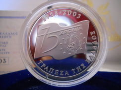 GREECE 20 EURO 2003 SILVER PROOF 75th ANNIVERSARY BANK OF GREECE "FREE SHIPPING VIA REGISTERED  AIR MAIL." - Grecia