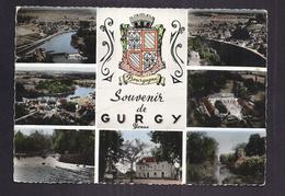 CPSM 89 - GURGY - SOUVENIR DE - TB CP Multivue Dont Barrage , Vue Générale , Eglise Et Yonne , Château , Place , Etc... - Gurgy