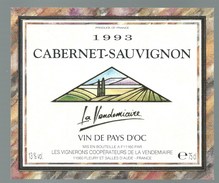 étiquette Vin  Cabernet Sauvignon 1993 La Vendémiaire  11 Aude - Vin De Pays D'Oc